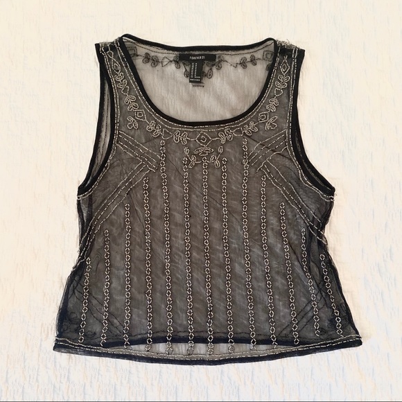 Forever 21 Sheer Beaded Blouse - Picture 2 of 5